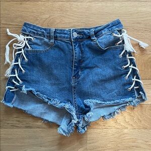 Denim Lace-Up Women Shorts